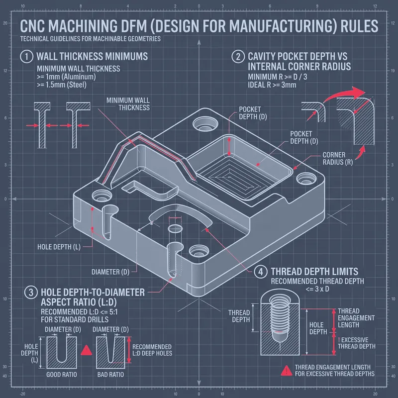 Aerospace CAD Blueprint DFM Infographic