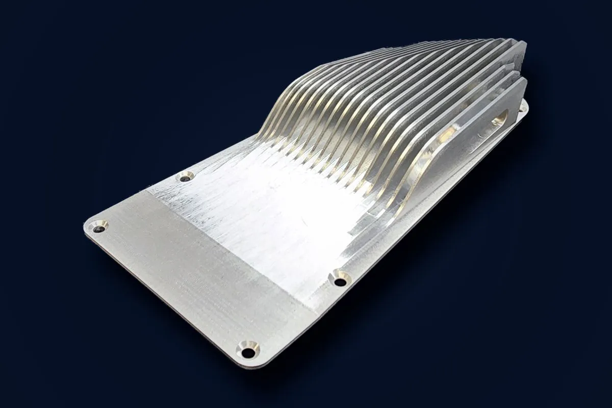 Precision-machined aluminum fin array — TPM production work