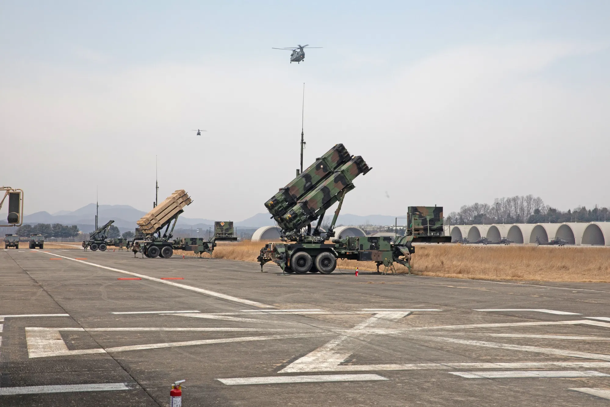 Patriot launchers in firing position